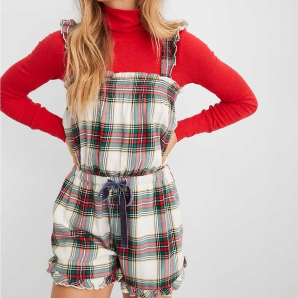 NWT Aerie Flannel Plaid Romper - Picture 6 of 7